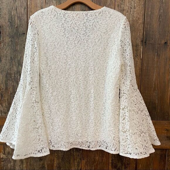 Catherine Maldonado XS White Eyelet Angel BOHO Flowy Flared Sleeves Blouse - Picture 3 of 8